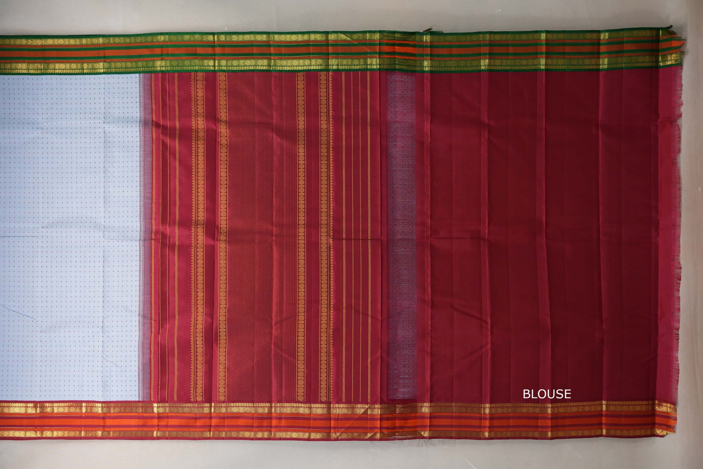 Bluish grey Vintage Heirloom Kanjivaram Silk Saree by Shreenivas Silks PSSR019477