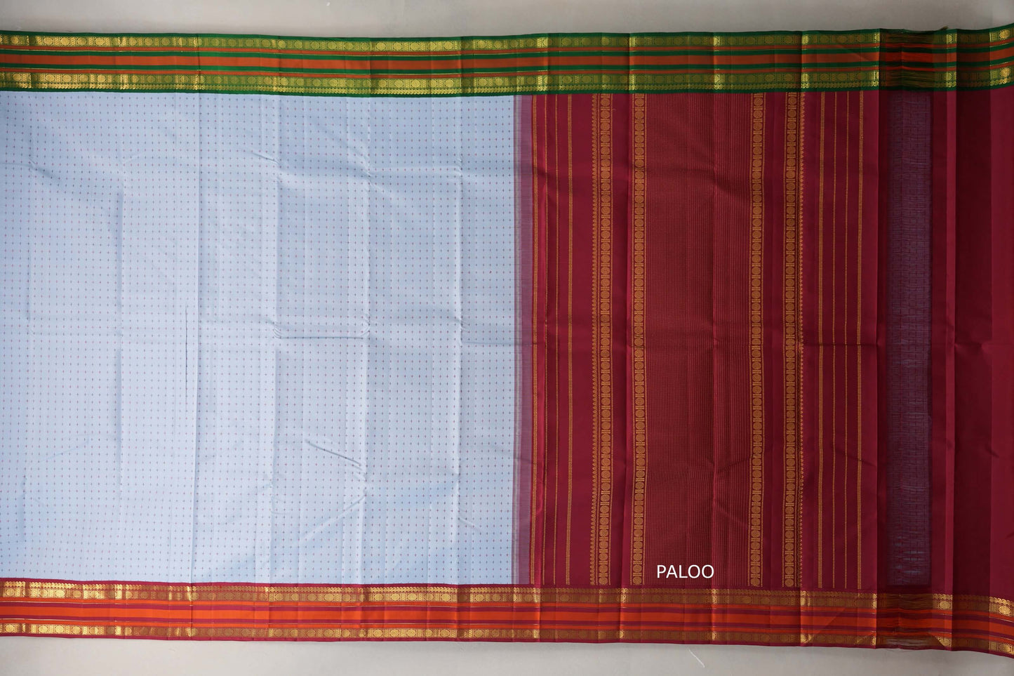 Bluish grey Vintage Heirloom Kanjivaram Silk Saree by Shreenivas Silks PSSR019477