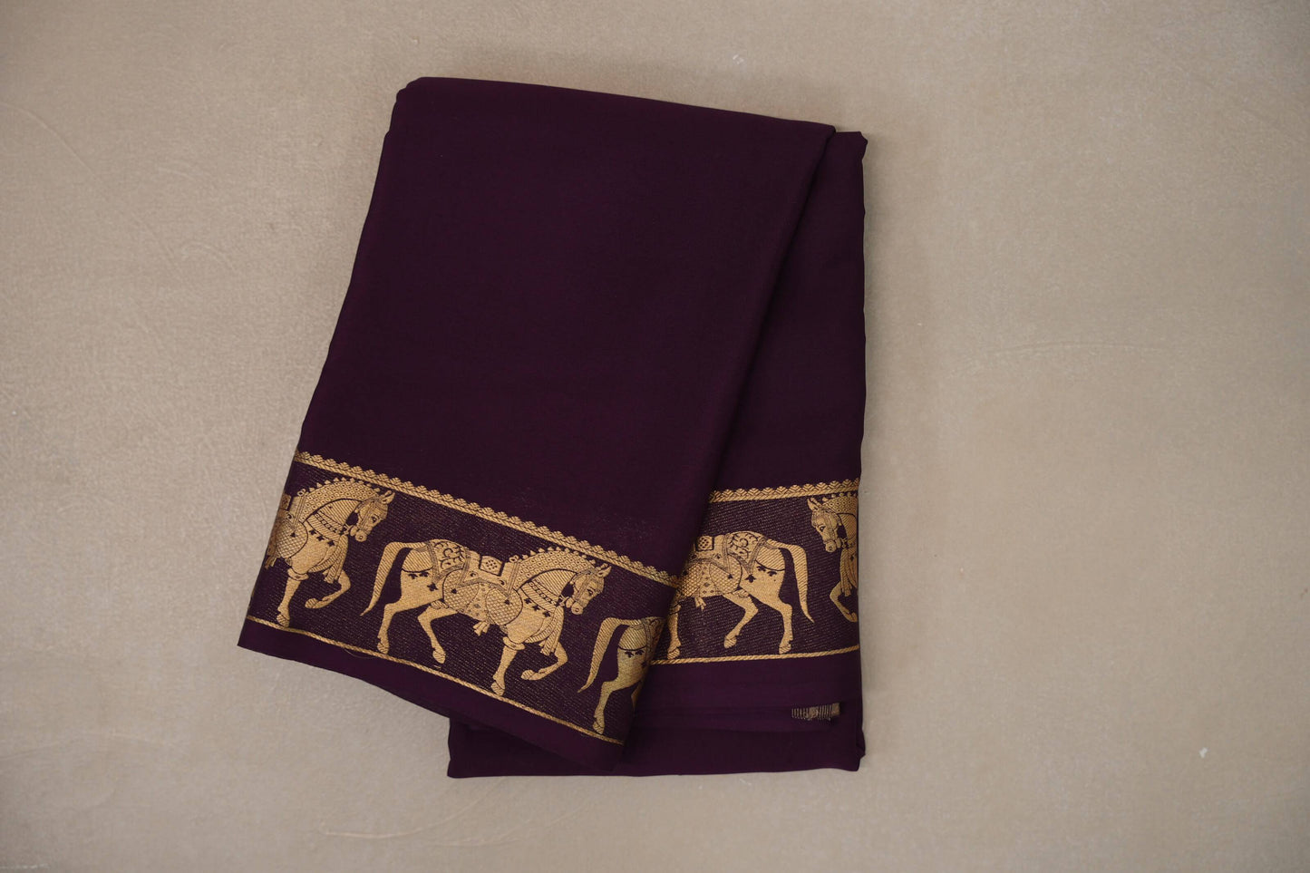 Deep Plum with Self Borders Mysore Silk Saree by Shreenivas Silks PSSR019478