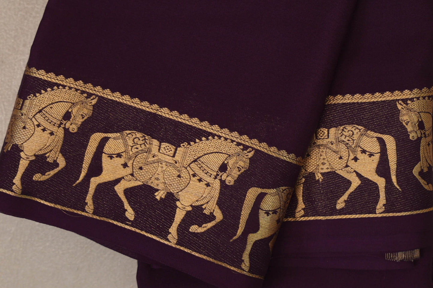 Deep Plum with Self Borders Mysore Silk Saree by Shreenivas Silks PSSR019478