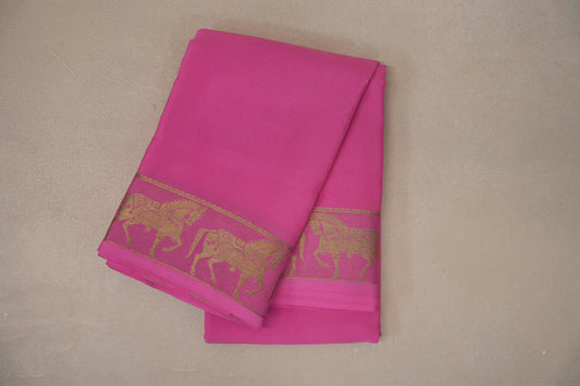Bright Rose Pink with Self Borders Mysore Silk Saree by Shreenivas Silks PSSR019479