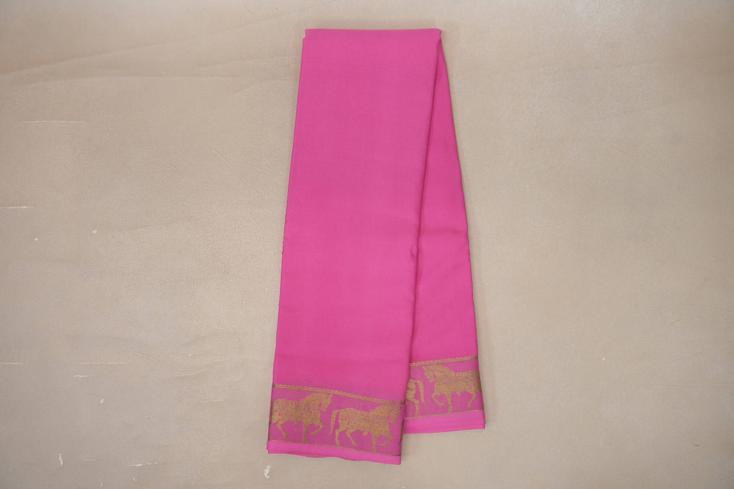 Bright Rose Pink with Self Borders Mysore Silk Saree by Shreenivas Silks PSSR019479