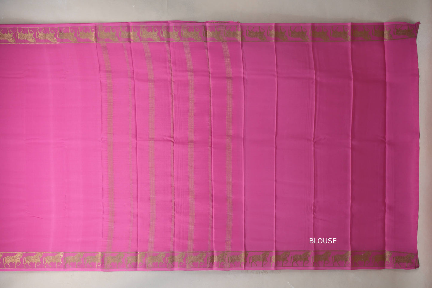Bright Rose Pink with Self Borders Mysore Silk Saree by Shreenivas Silks PSSR019479