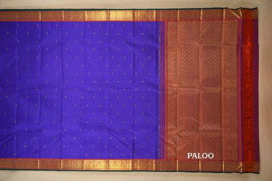 Violet Vintage Kanjivaram Silk Saree paloo