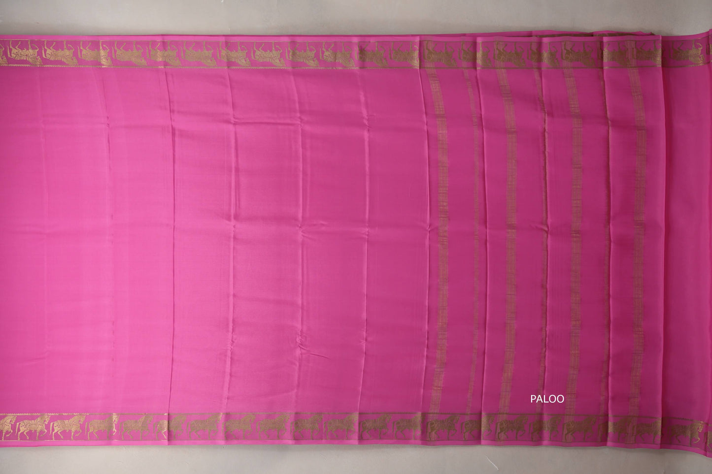 Bright Rose Pink with Self Borders Mysore Silk Saree by Shreenivas Silks PSSR019479