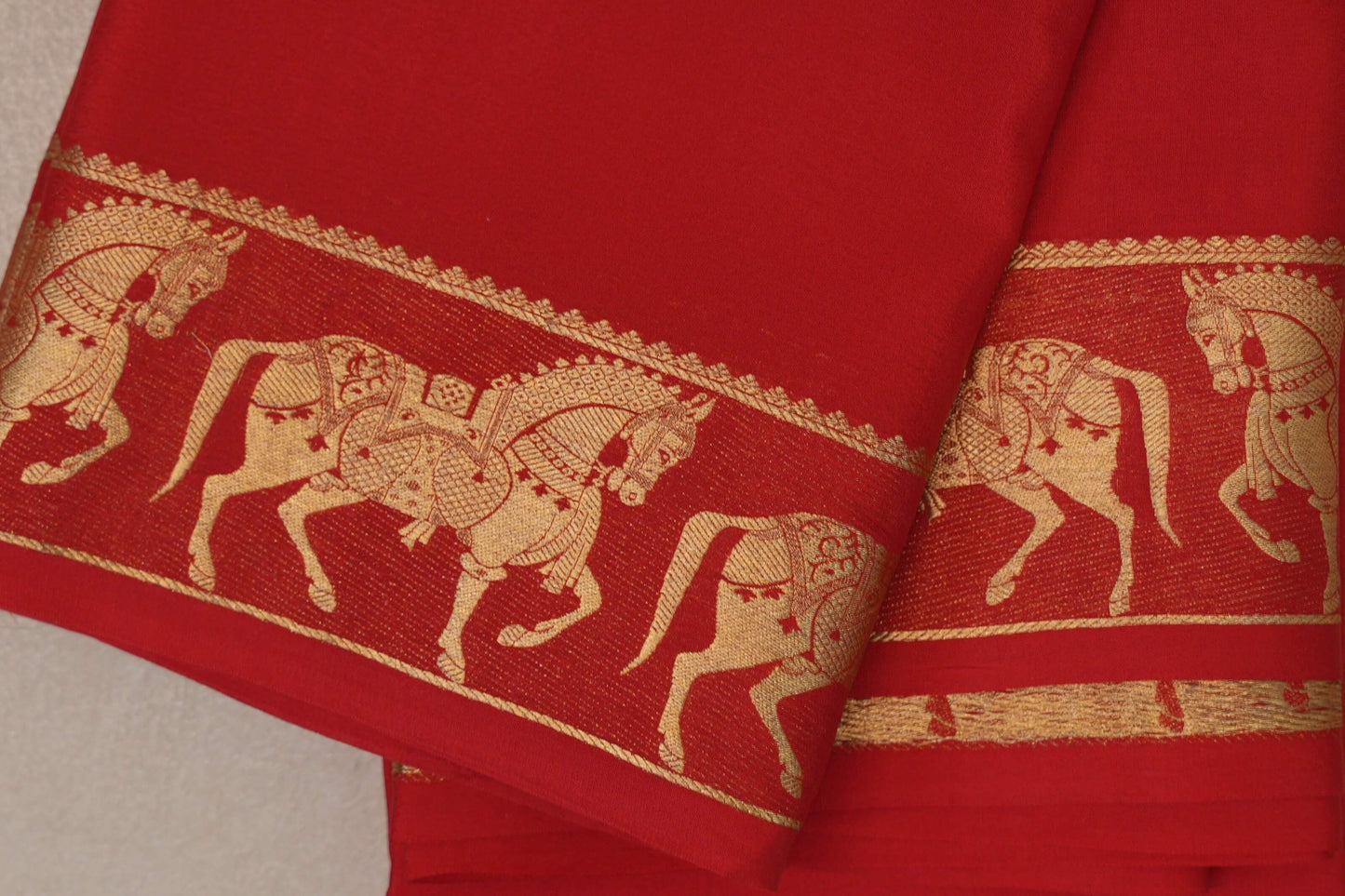 Bright Red with Self Borders Mysore Silk Saree by Shreenivas Silks PSSR019480