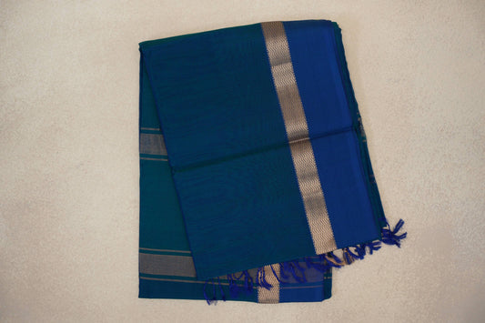 Peacock Blue Maheshwari Silk Cotton Saree by Shreenivas Silks PSSR0110597