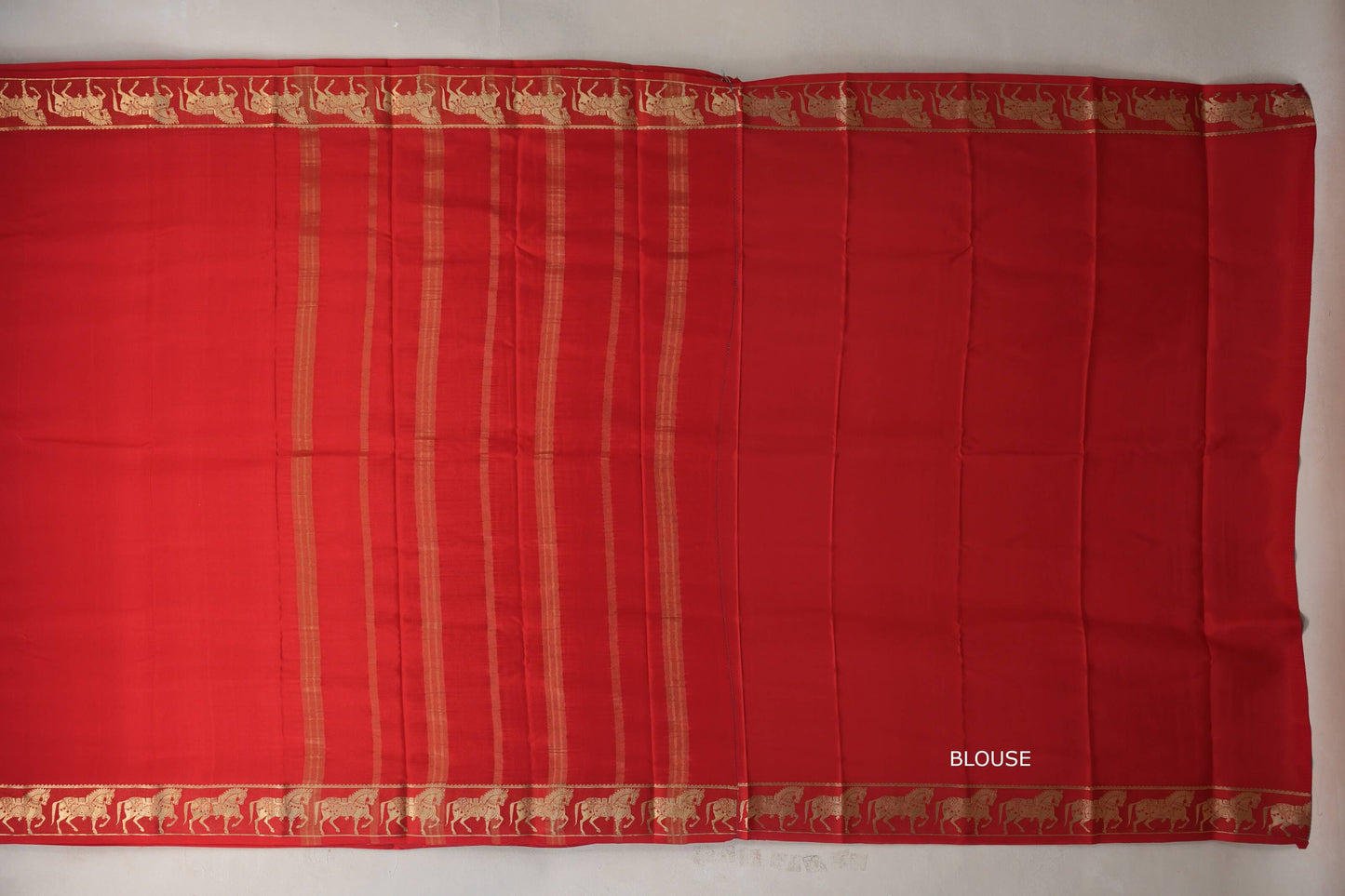 Bright Red with Self Borders Mysore Silk Saree by Shreenivas Silks PSSR019480