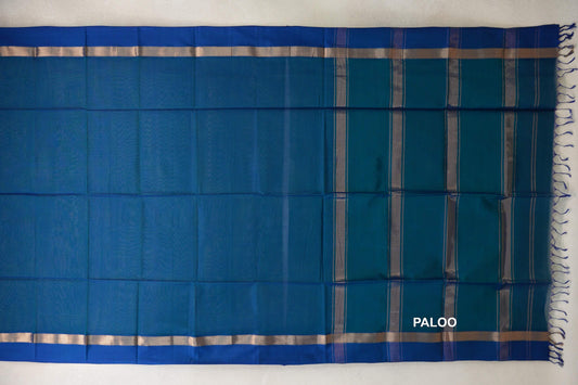Peacock Blue Maheshwari Silk Cotton Saree by Shreenivas Silks PSSR0110597