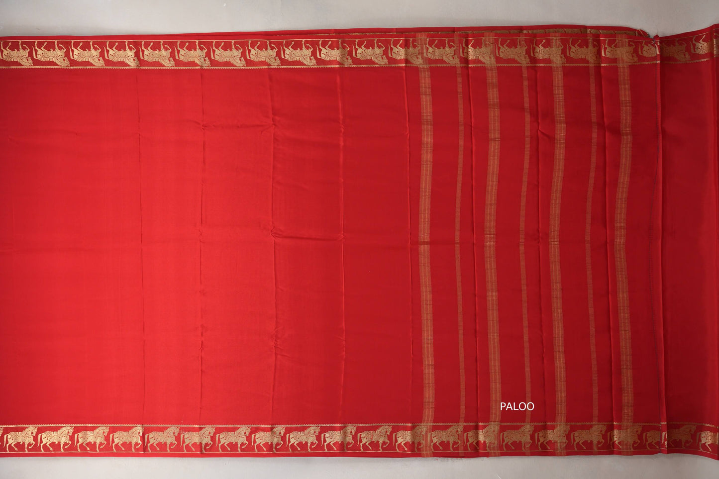 Bright Red with Self Borders Mysore Silk Saree by Shreenivas Silks PSSR019480