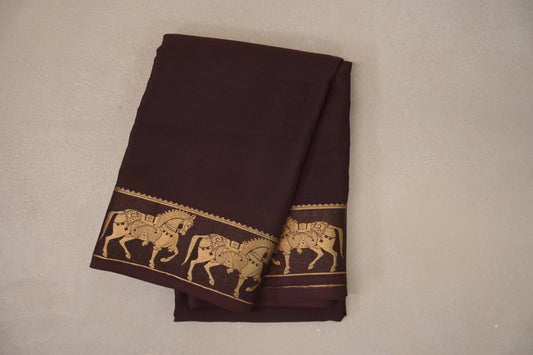 Coffee Brown with Self Borders Mysore Silk Saree by Shreenivas Silks PSSR019482