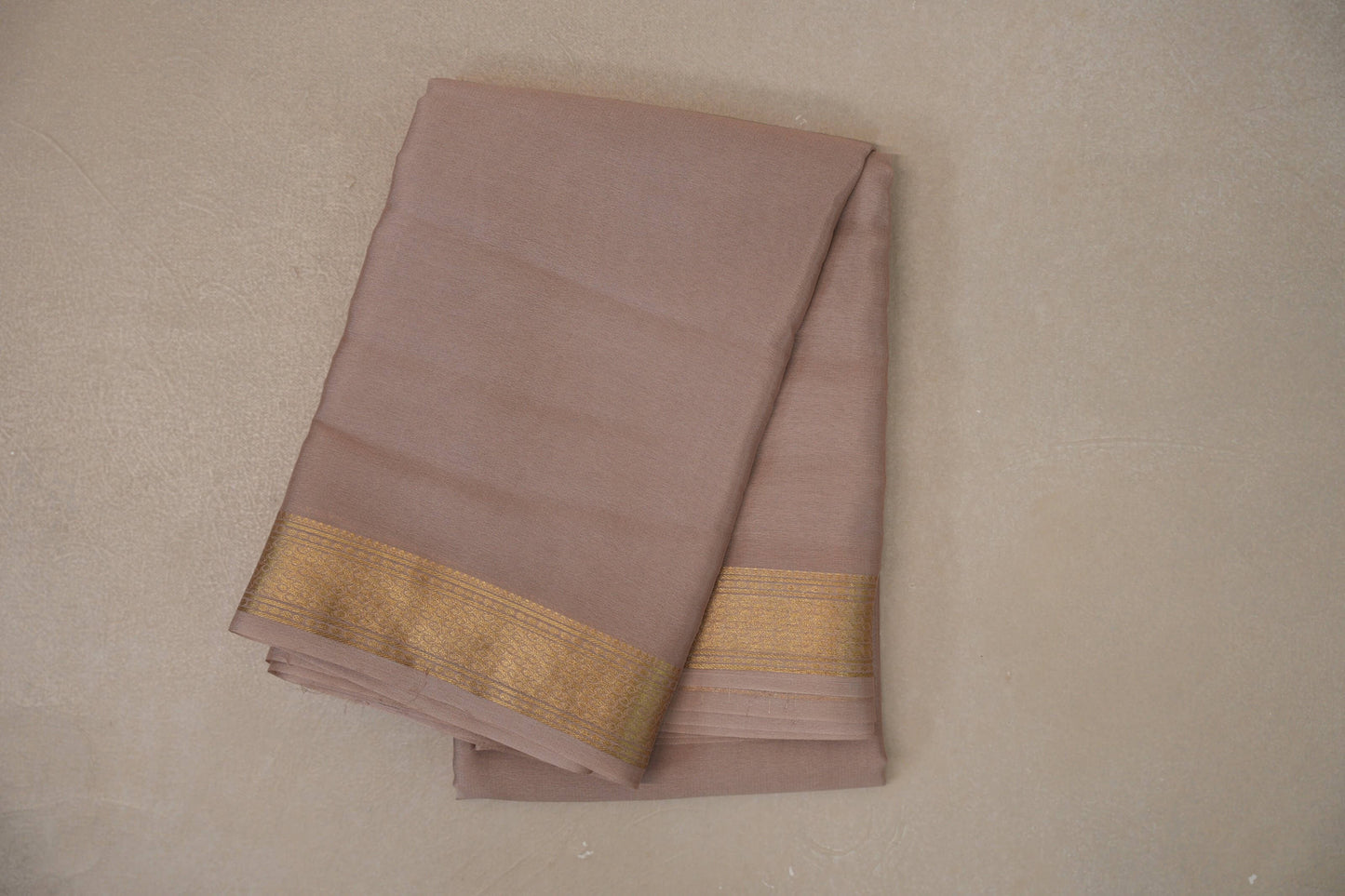 Dark Beige with Self Borders Mysore Silk Saree by Shreenivas Silks PSSR019483