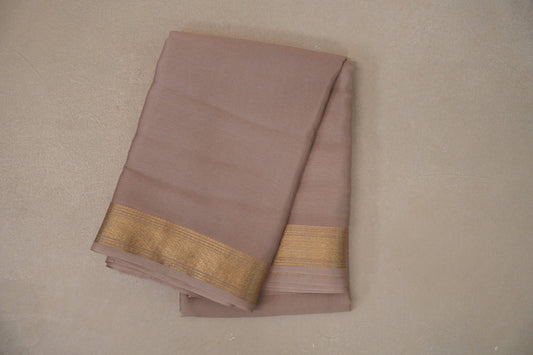 Dark Beige with Self Borders Mysore Silk Saree by Shreenivas Silks PSSR019483