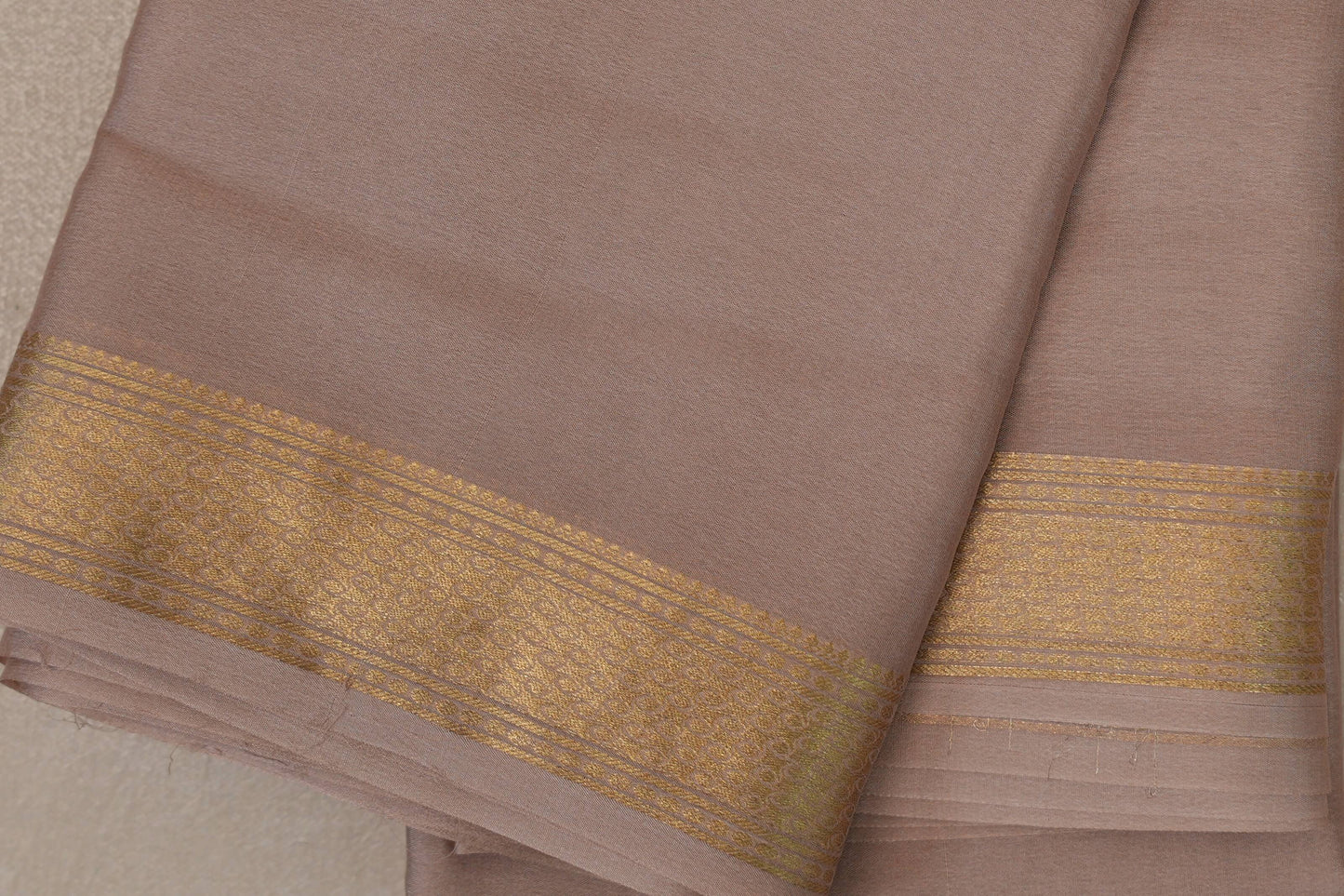 Dark Beige with Self Borders Mysore Silk Saree by Shreenivas Silks PSSR019483