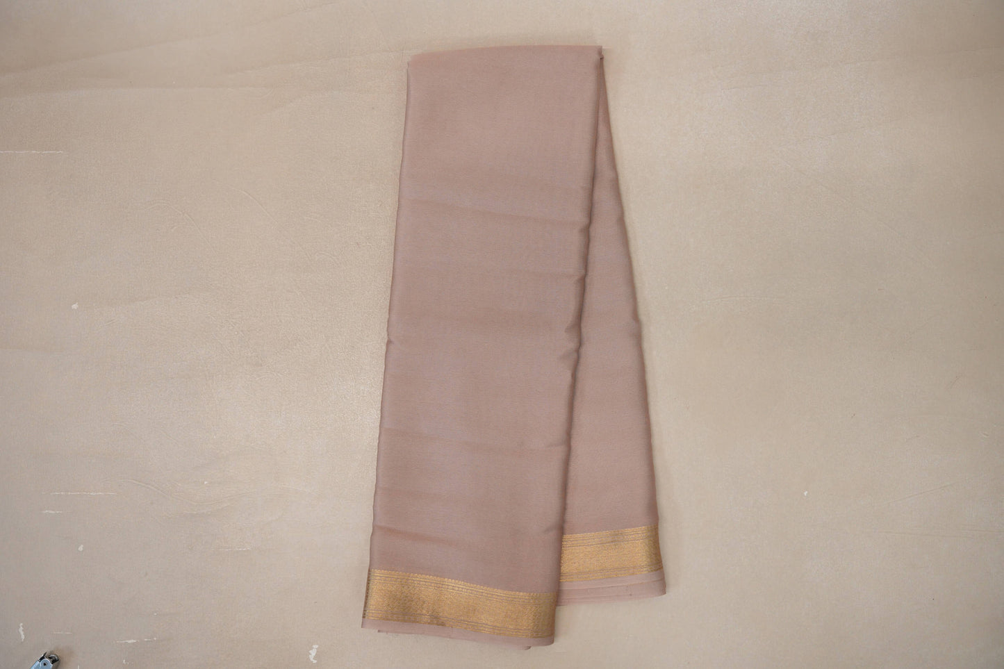 Dark Beige with Self Borders Mysore Silk Saree by Shreenivas Silks PSSR019483