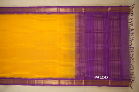 Yellow with Magenta Borders Silk Cotton Saree  paloo