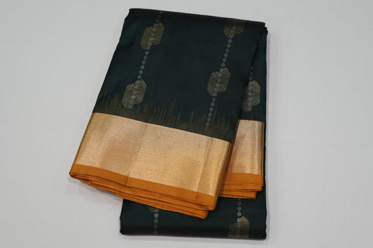 Bottle green light weight kanchipuram silk saree