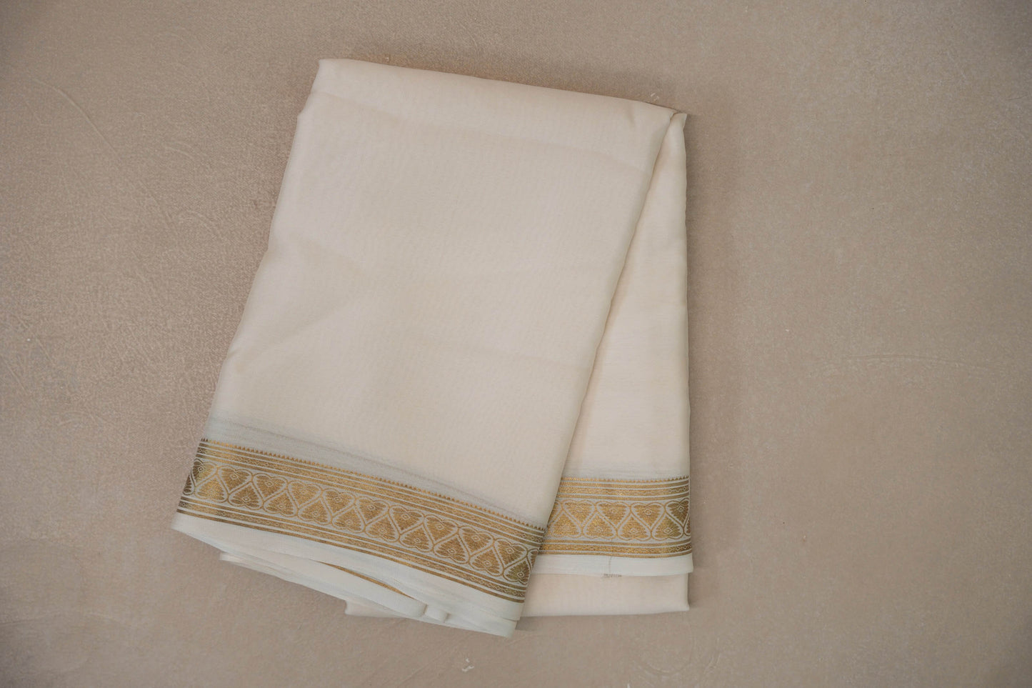Cream with self borders Mysore Silk Saree by Shreenivas Silks PSSR019485