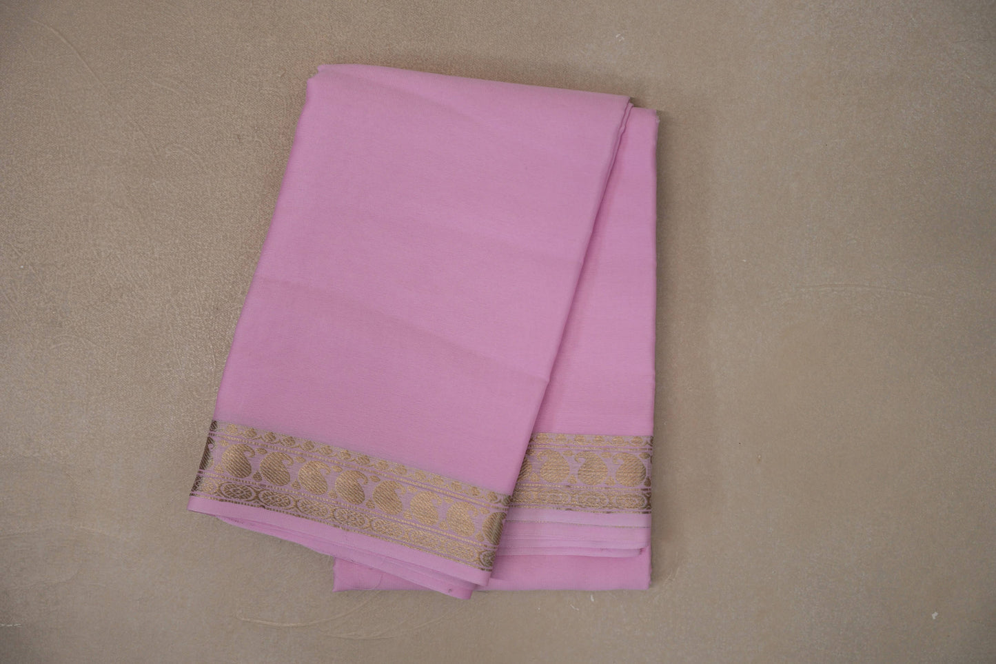 Baby Pink with self borders Mysore Silk Saree by Shreenivas Silks PSSR019486