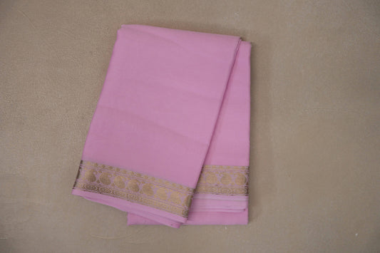 Baby Pink with self borders Mysore Silk Saree by Shreenivas Silks PSSR019486