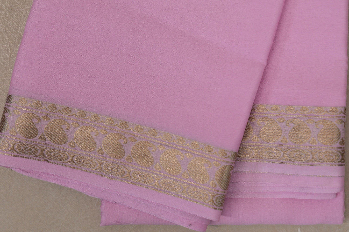 Baby Pink with self borders Mysore Silk Saree by Shreenivas Silks PSSR019486