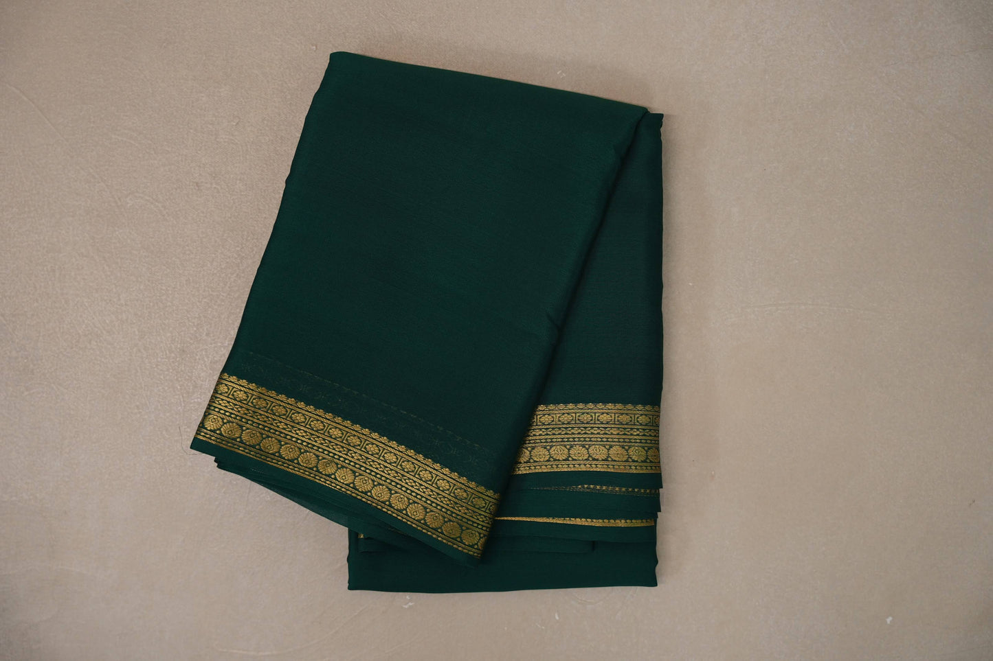 Forest Green with self borders Mysore Silk Saree by Shreenivas Silks PSSR019487