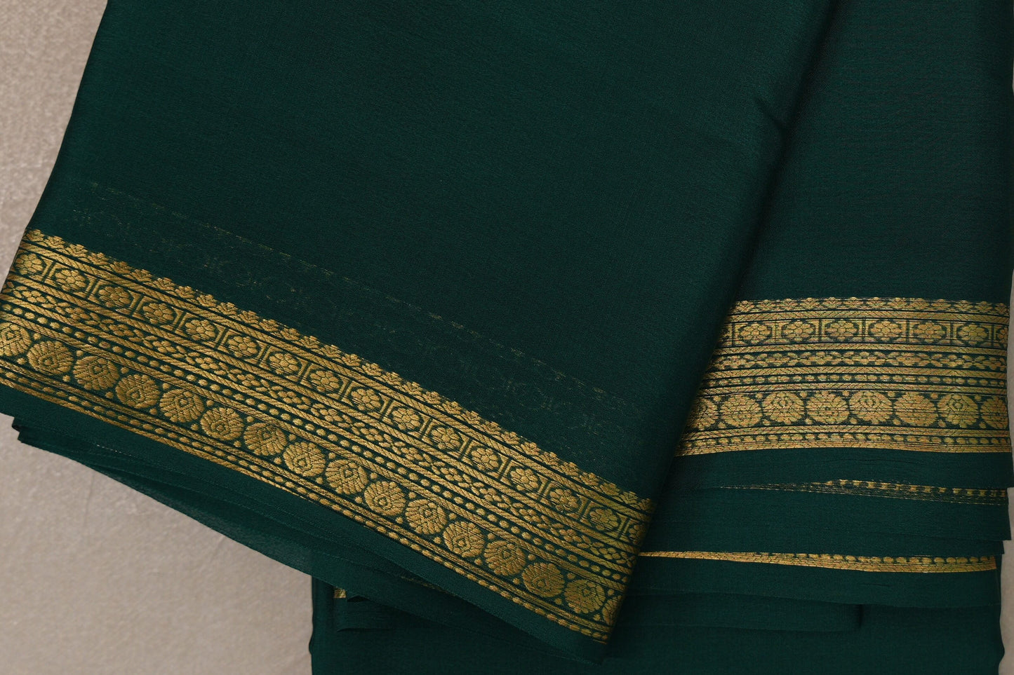 Forest Green with self borders Mysore Silk Saree by Shreenivas Silks PSSR019487