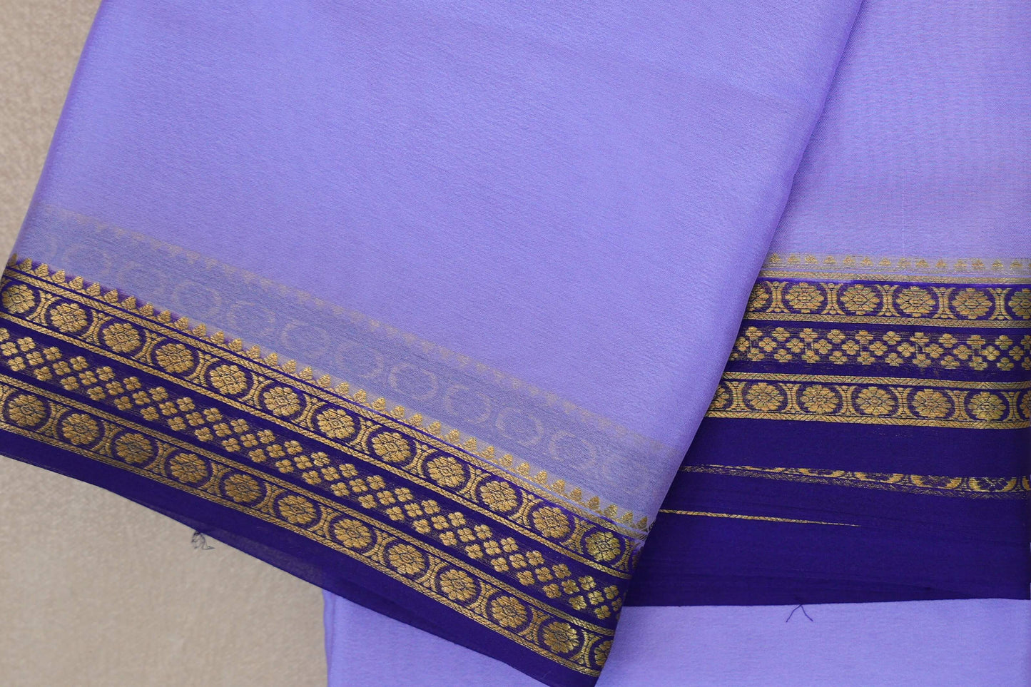 Lavender blue with Royal Purple borders Mysore Silk Saree by Shreenivas Silks PSSR019488