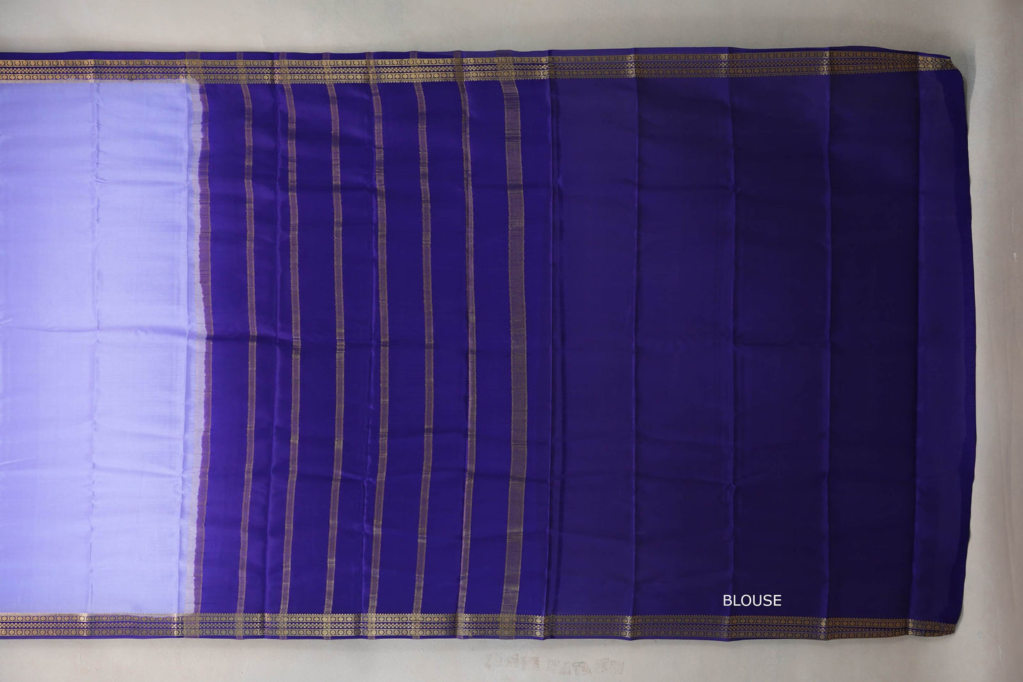 Lavender blue with Royal Purple borders Mysore Silk Saree by Shreenivas Silks PSSR019488