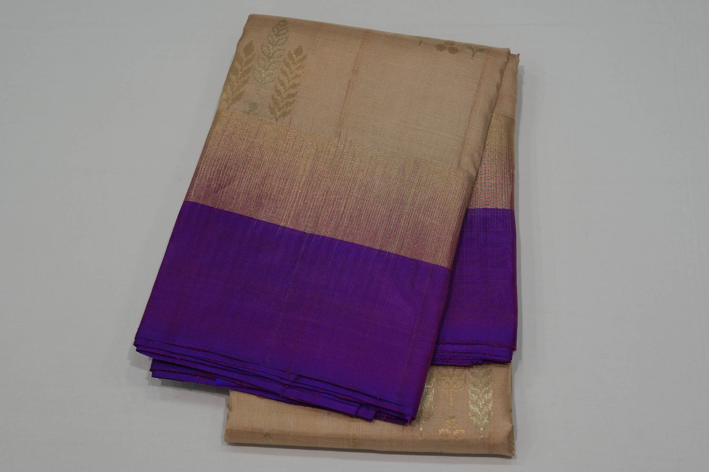 Cream light weight kanchipuram silk saree
