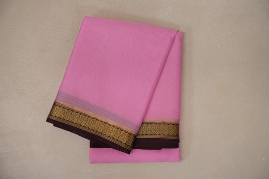 Dusty rose pink with Dark Coffee Brown borders Mysore Silk Saree by Shreenivas Silks PSSR019490