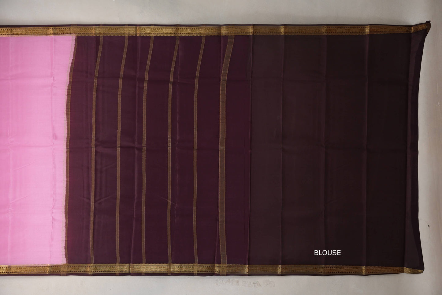 Dusty rose pink with Dark Coffee Brown borders Mysore Silk Saree by Shreenivas Silks PSSR019490
