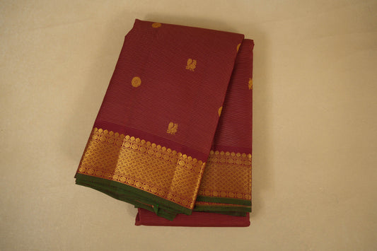 Maroon Vaira Oosi Vintage Kanjivaram Silk Saree  by Shreenivas Silks PSSR018363