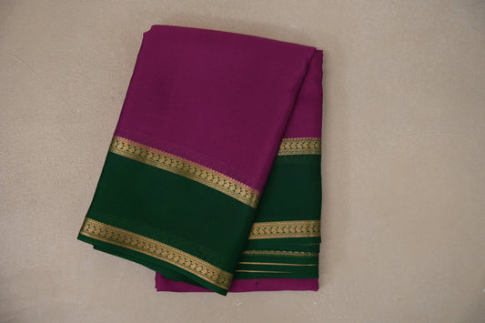 Magenta with Emerald green borders Mysore Silk Saree by Shreenivas Silks PSSR019492