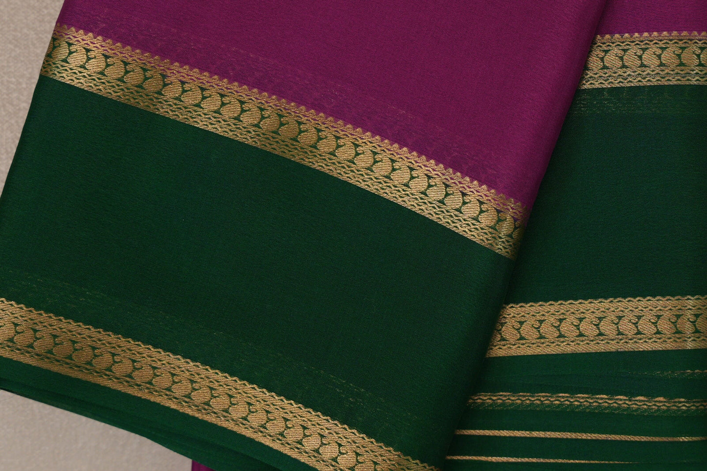 Magenta with Emerald green borders Mysore Silk Saree by Shreenivas Silks PSSR019492