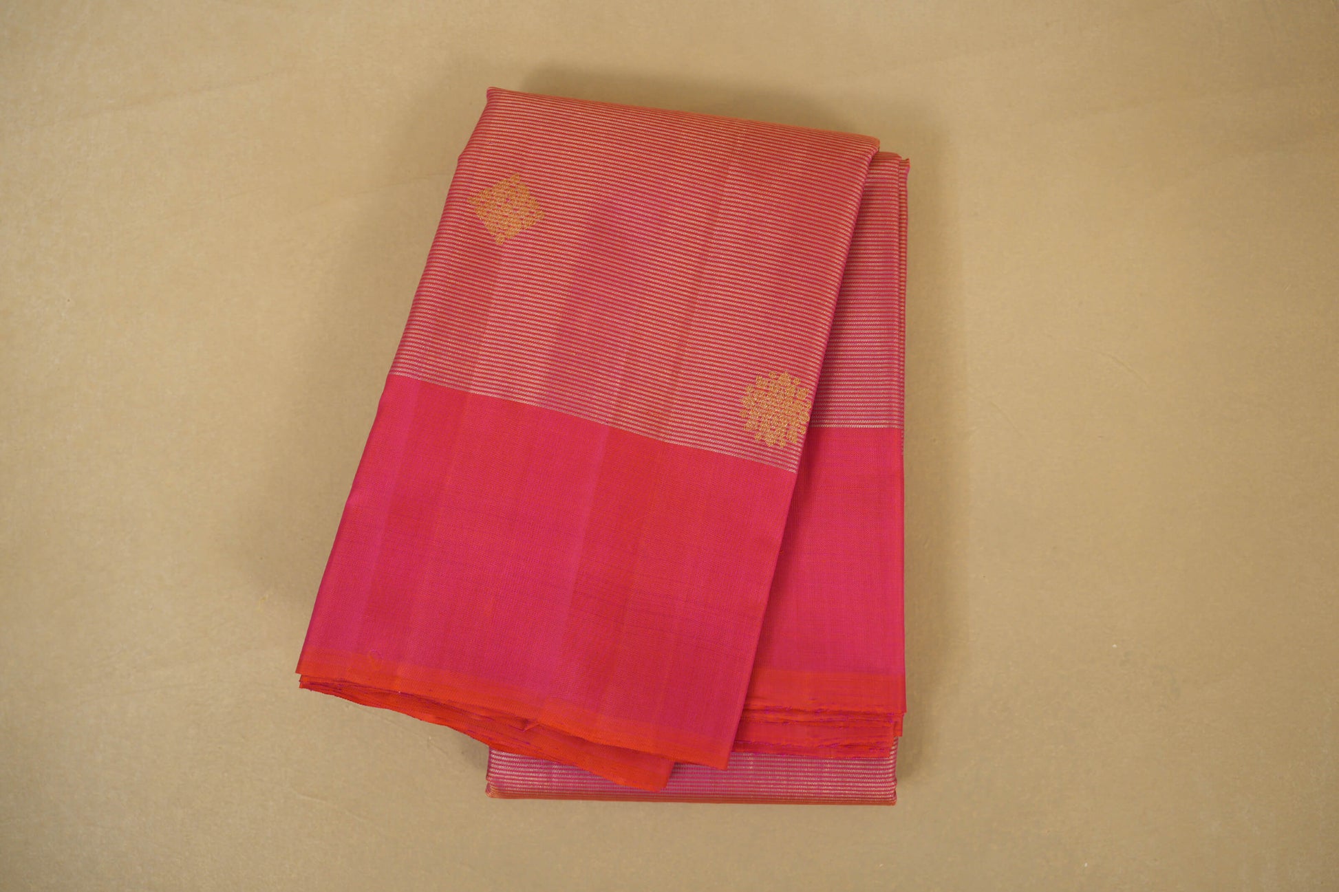 Pinkish Orange Vaira Oosi Vintage Kanjivaram Silk Saree