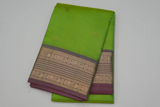 Parrot green light weight kanchipuram silk saree