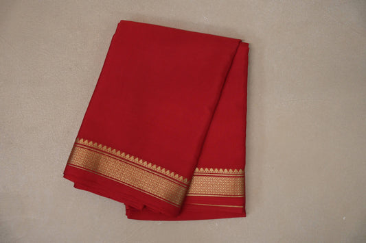 Bright Red with self borders Mysore Silk Saree by Shreenivas Silks PSSR019494