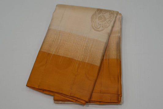 Off-white light weight kanchipuram silk saree