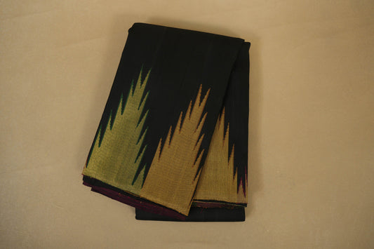 Black with Temple Borders Vintage Kanjivaram Silk Saree by Shreenivas Silks PSSR018366