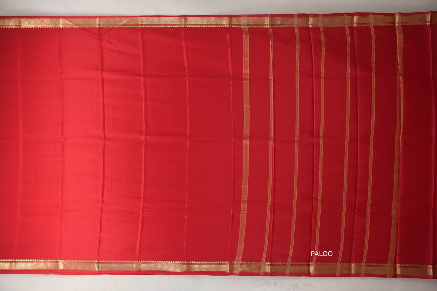 Bright Red with self borders Mysore Silk Saree by Shreenivas Silks PSSR019494
