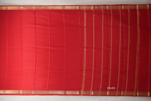 Bright Red with self borders Mysore Silk Saree by Shreenivas Silks PSSR019494