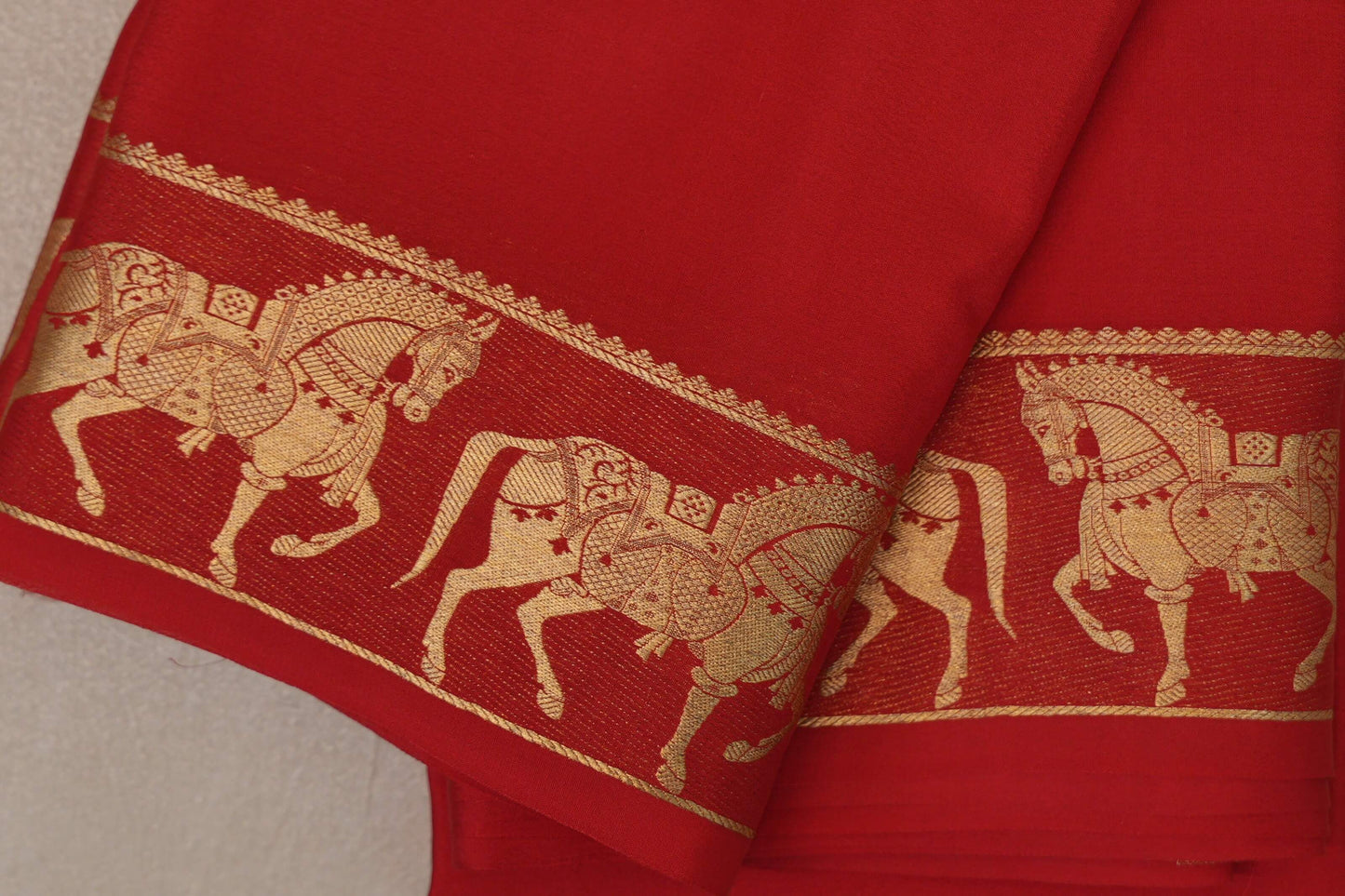 Bright Red Mysore Silk Saree by Shreenivas Silks PSSR019496