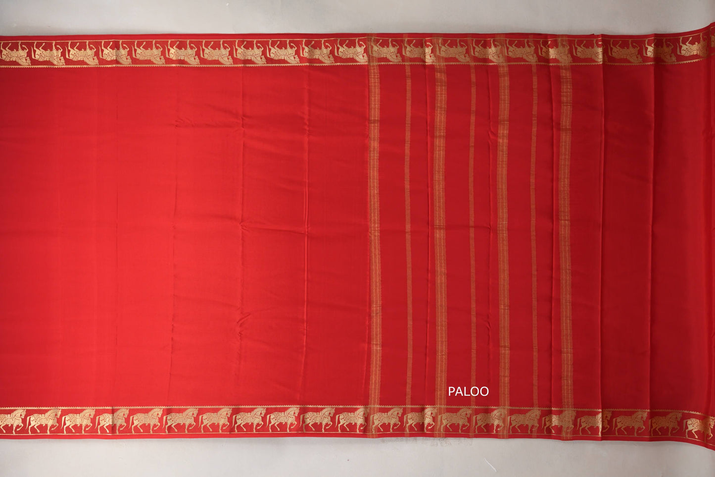 Bright Red Mysore Silk Saree by Shreenivas Silks PSSR019496