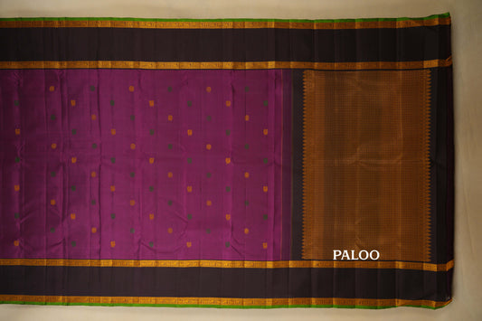 Magenta and Brown Borders Vintage Kanjivaram Silk Saree by Shreenivas Silks PSSR018369