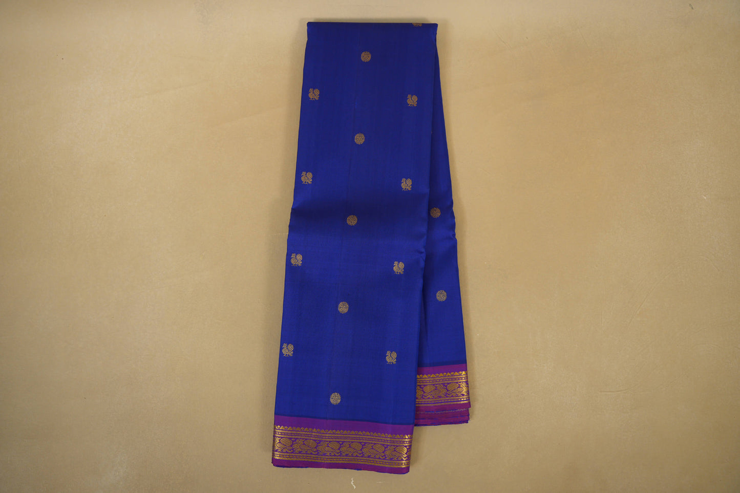 Ink Blue and Magenta Borders Vintage Kanjivaram Silk Saree by Shreenivas Silks PSSR018370