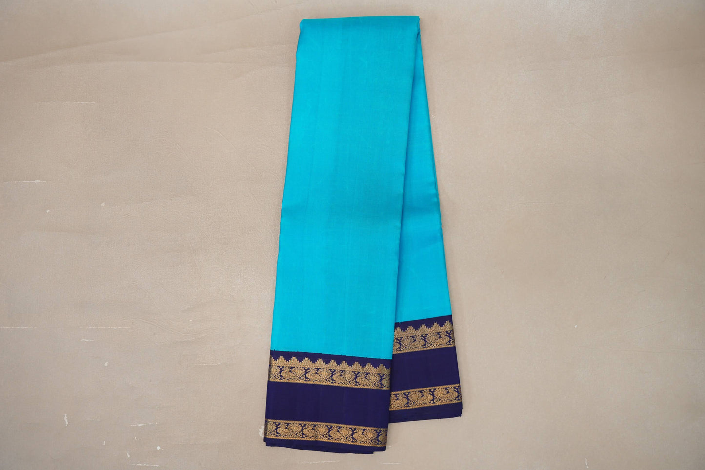 Online Aqua Blue with Blue Violet Rettai Pettu Borders Vintage Kanjivaram Silk Saree