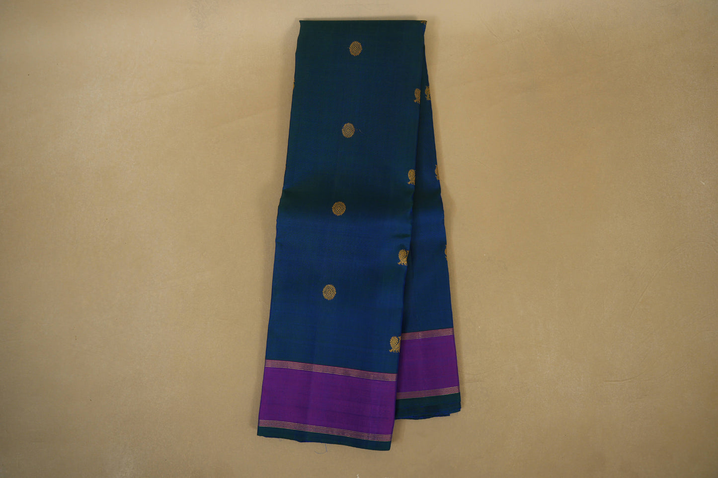Peacock Green with Magenta Borders Vintage Kanjivaram Silk Saree by Shreenivas Silks PSSR018373