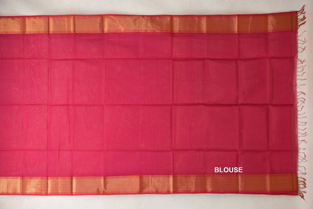 Deep Rani Pink with Pinkish Red Selvedge Maheshwari Silk Cotton Saree by Shreenivas Silks PSSR0110627