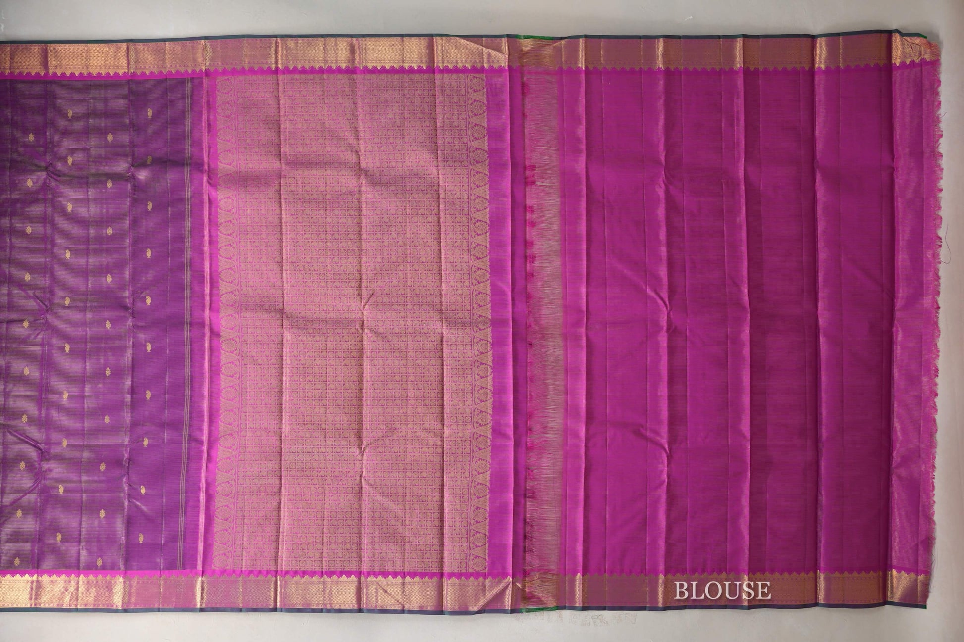 Deep Magenta Vaira Oosi Vintage Kanjivaram Silk Saree blouse